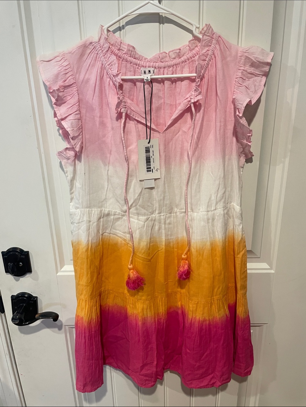 THML Bright Pink Embroidered Tiered Dress x2 - Picture 2 of 12